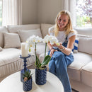 Set de entrega de plantas de orquídea Phalaenopsis blanca y Haworthia en macetas de caramelos