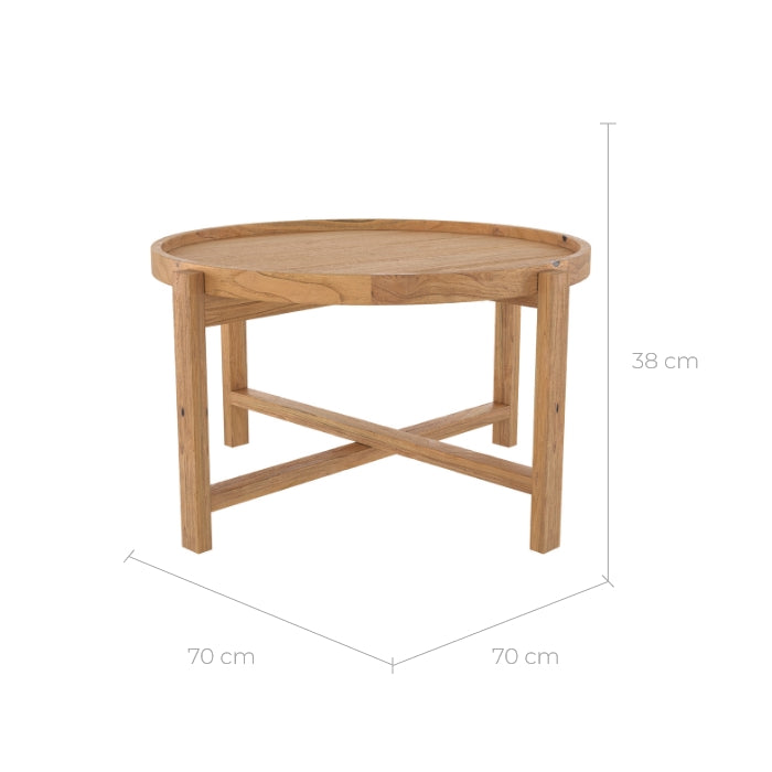 Table basse Kouma D70 cm en bois de teck recyclé