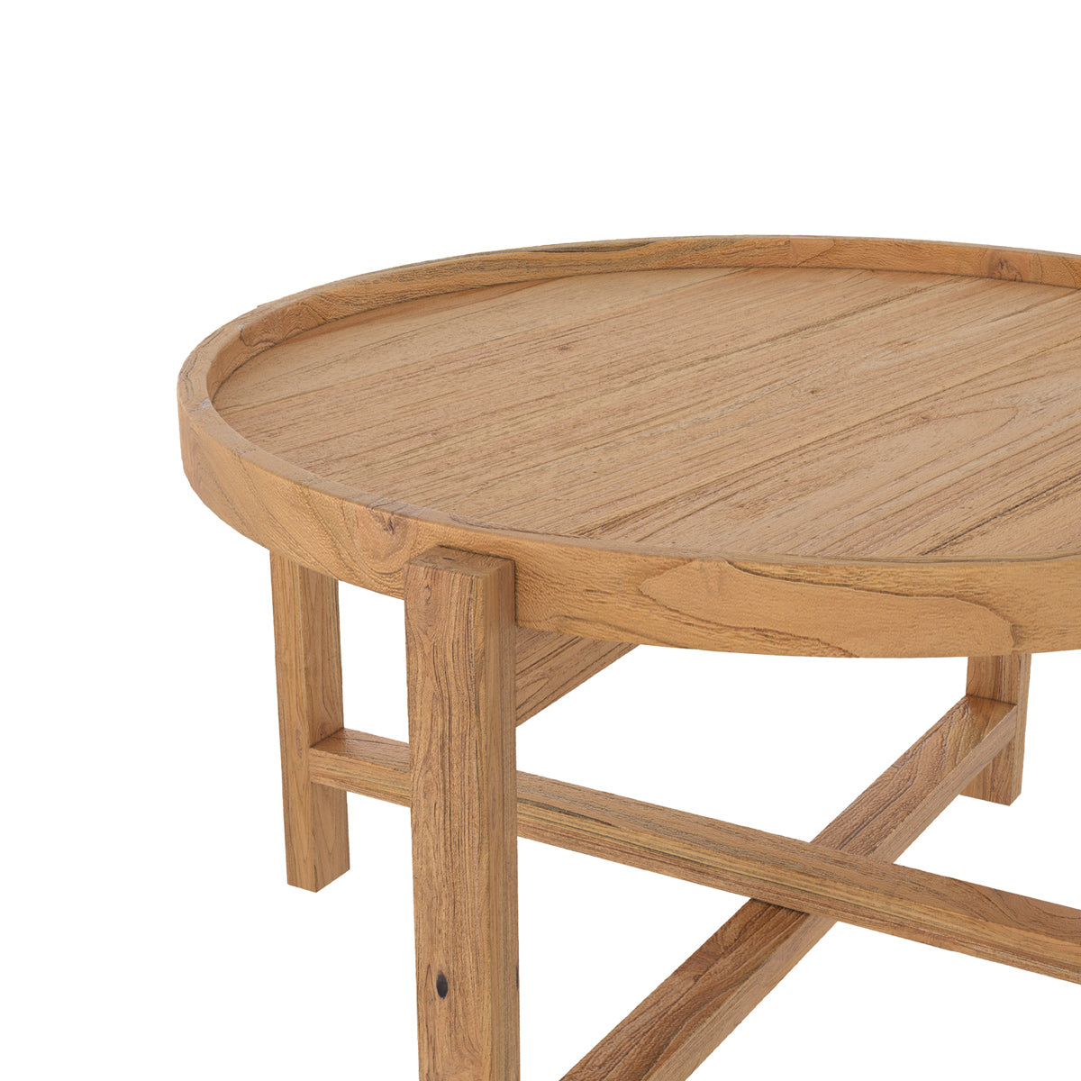 Kouma - Mesa de centro redonda de madera de teca reciclada