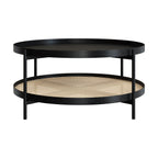 Lukut - Mesa De Centro De Mimbre Y Madera De Mindi Negra