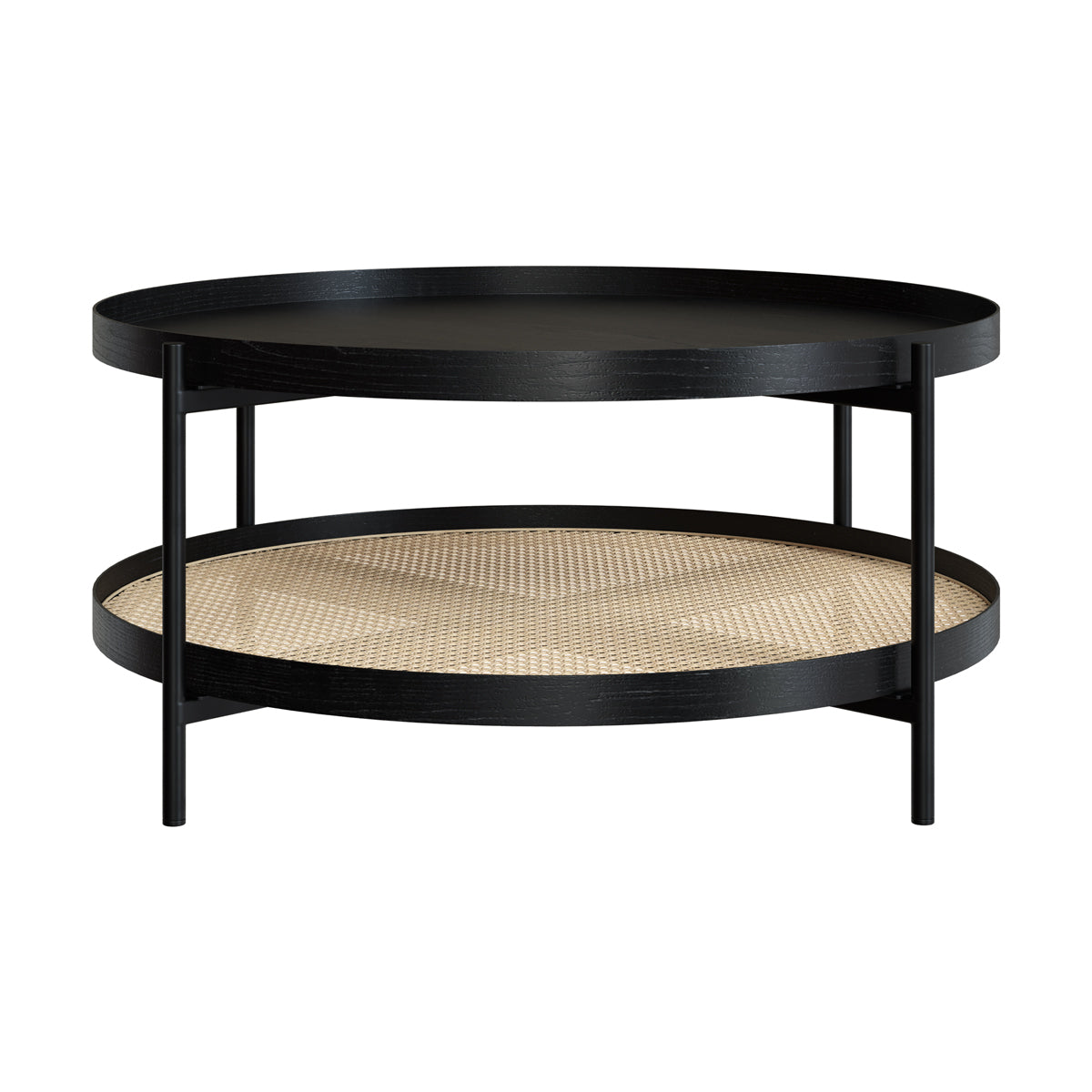 Lukut - Mesa De Centro De Mimbre Y Madera De Mindi Negra