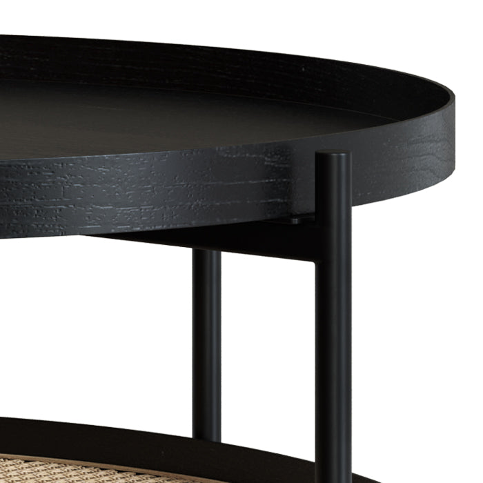 Lukut - Mesa De Centro De Mimbre Y Madera De Mindi Negra