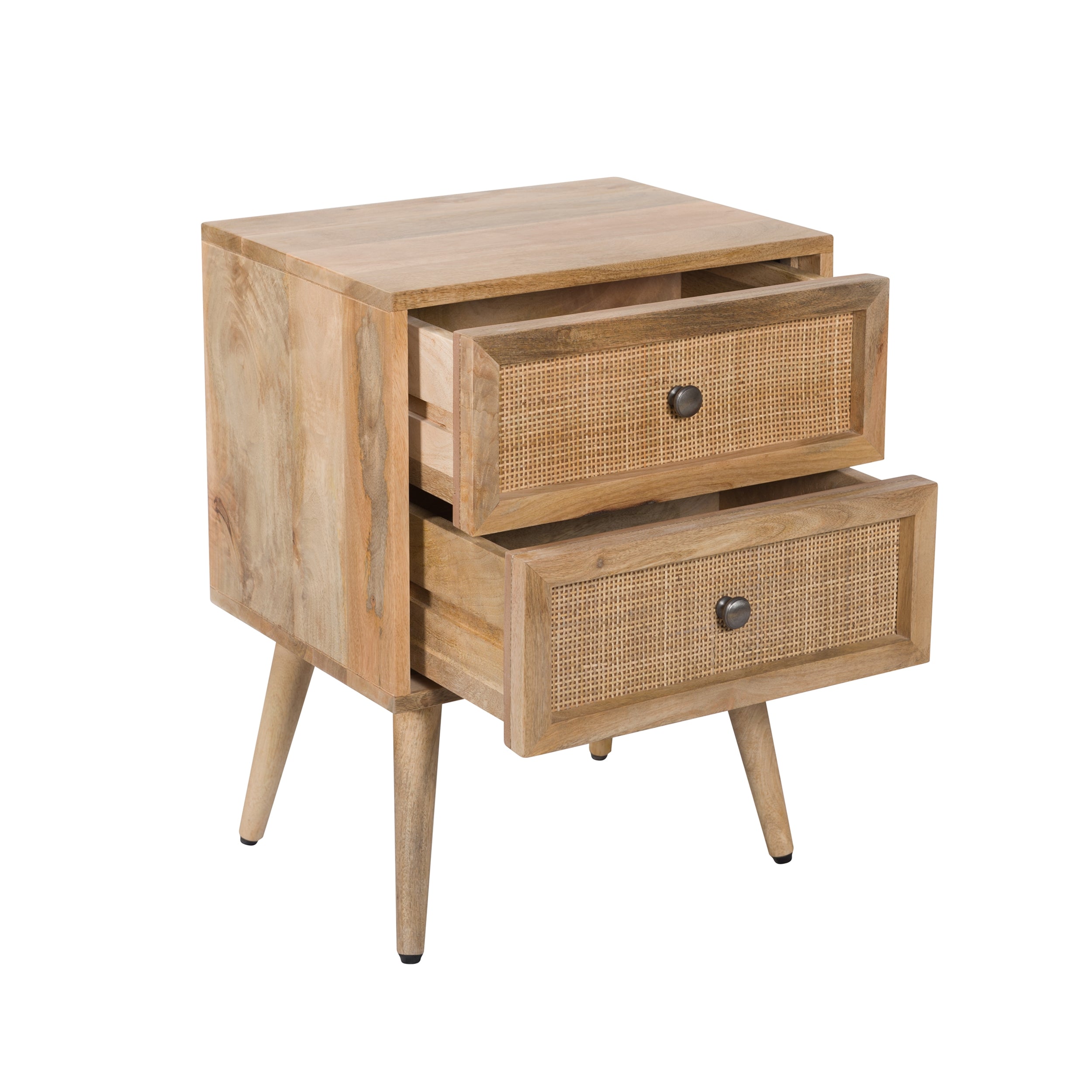 Cody - 2 Drawer Bedside Table In Cane And Mango Wood