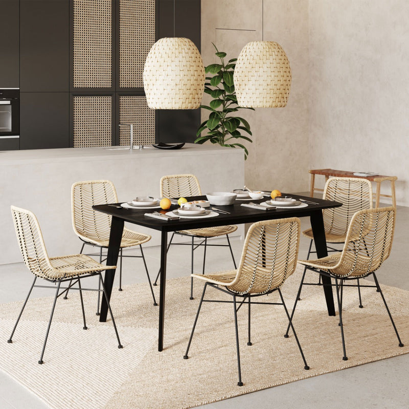 Table rectangulaire Oman 150 cm en bois noir 6 personnes