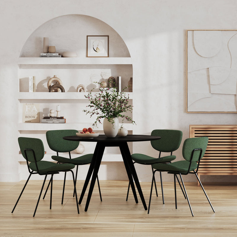 Table ronde Liwa 4 personnes en bois noir D105 cm