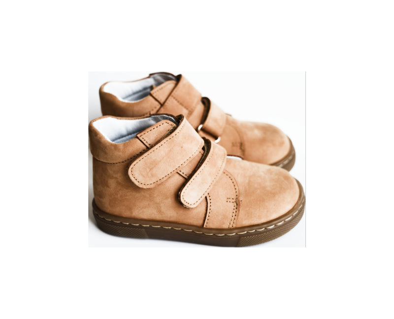 Chaussures Garçon Souples Scratch Achille - Nubuck Camel Clair - Garçon