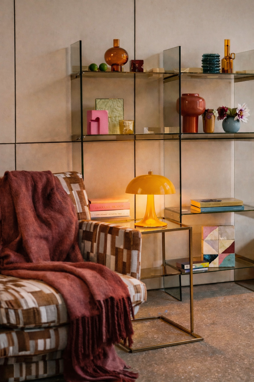 Vintage Palmer Metal Table Lamp 28 Cm - Yellow