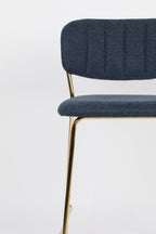 Jolien - Bar & Counter Stool - Fabric - Gold/Dark Blue