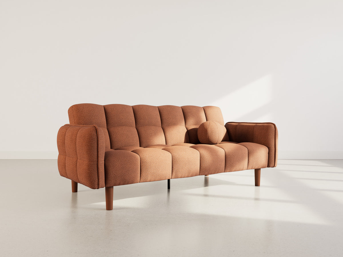 Adam - 2-Seater Click-Clack Sofa Bed - Textured Fabric - Terracotta