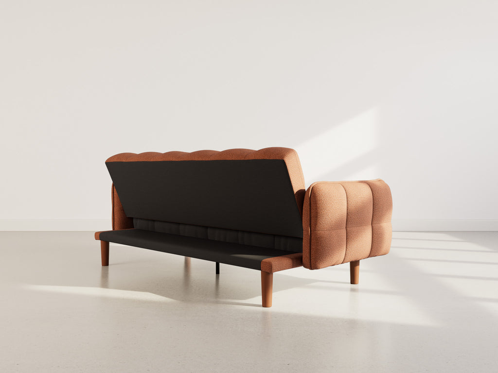 Adam - 2-Seater Click-Clack Sofa Bed - Textured Fabric - Terracotta
