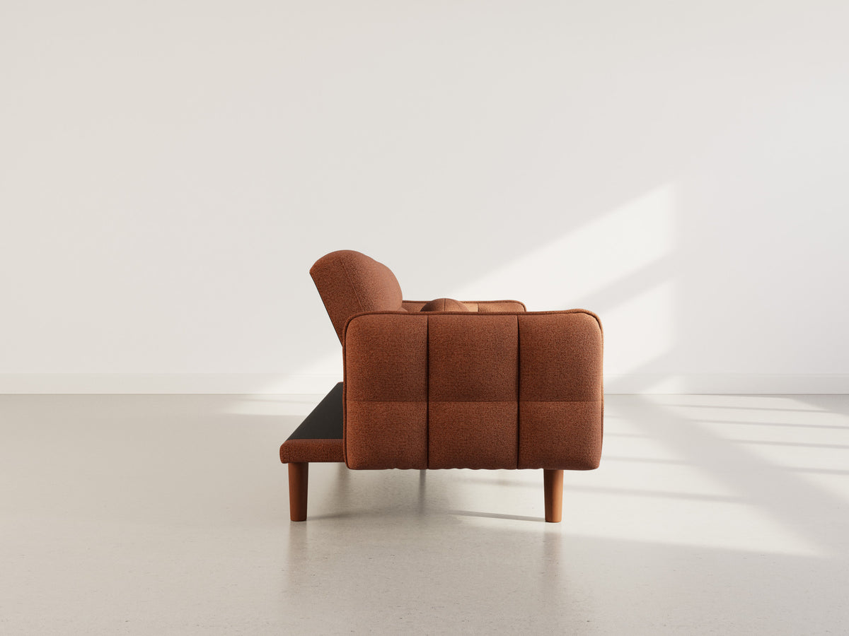 Adam - 2-Seater Click-Clack Sofa Bed - Textured Fabric - Terracotta