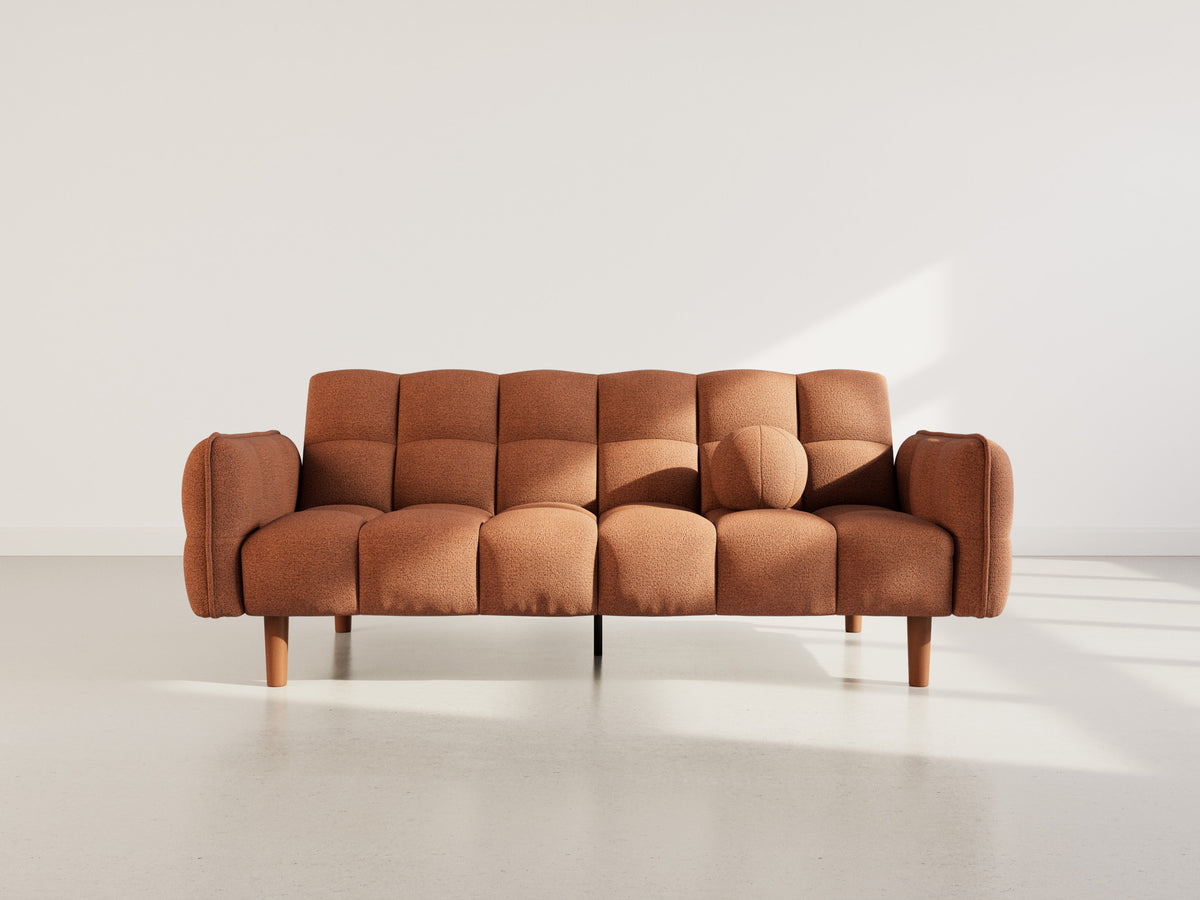 Adam - 2-Seater Click-Clack Sofa Bed - Textured Fabric - Terracotta