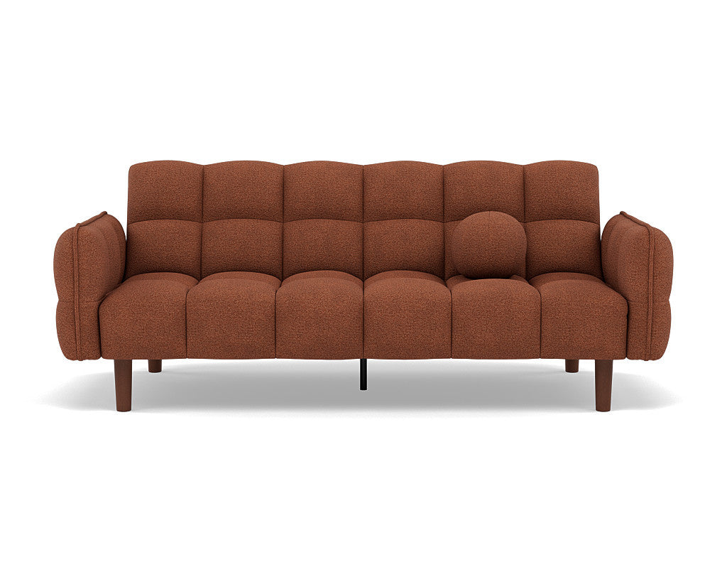 Adam - 2-Seater Click-Clack Sofa Bed - Textured Fabric - Terracotta