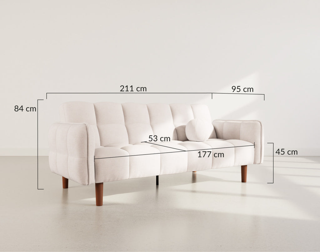 Adam - 2-Seater Click-Clack Sofa Bed - Textured Fabric - Terracotta