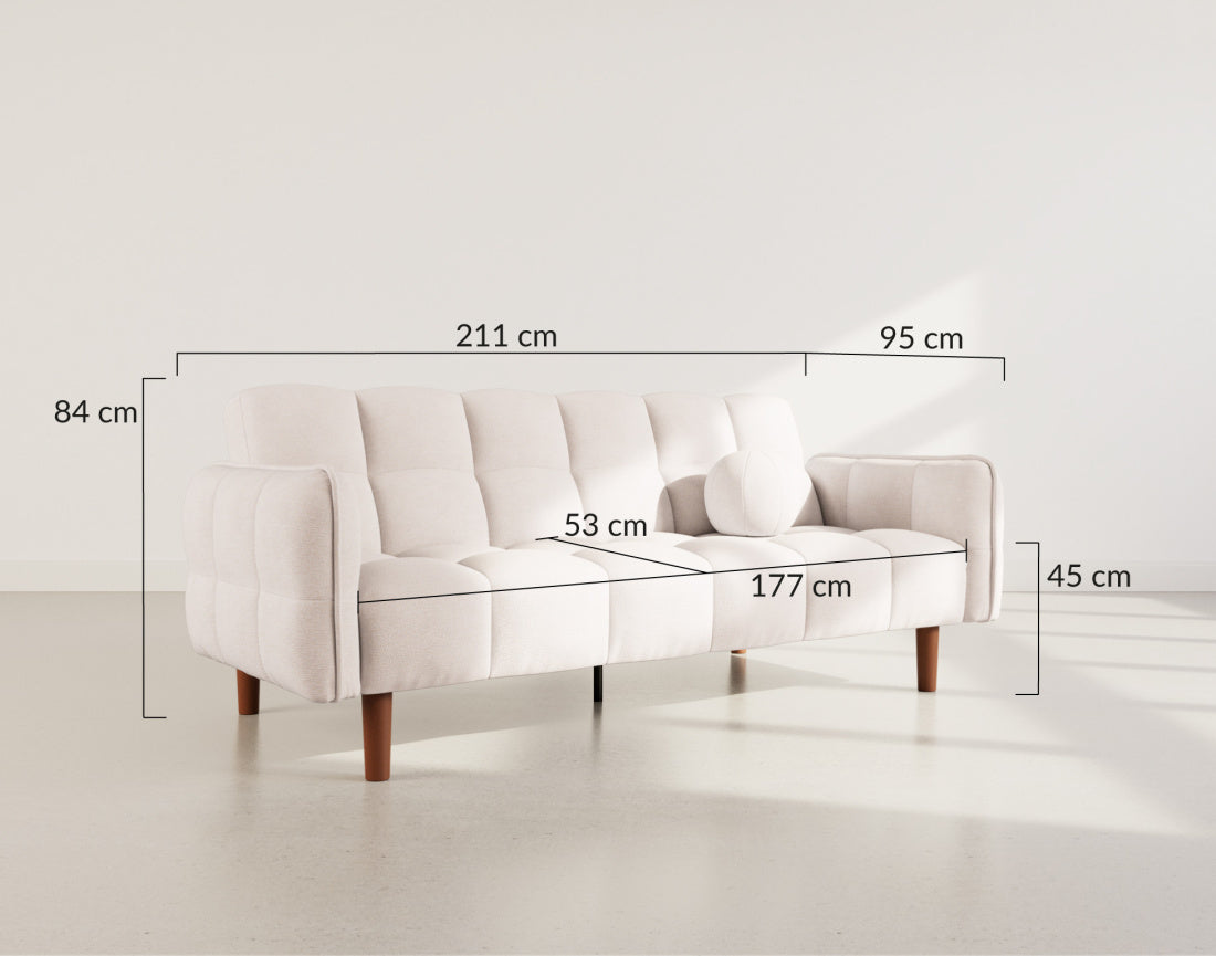 Adam - 2-Seater Click-Clack Sofa Bed - Textured Fabric - Terracotta