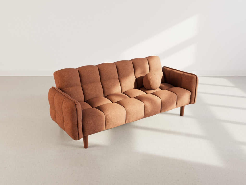 Adam - 2-Seater Click-Clack Sofa Bed - Textured Fabric - Terracotta