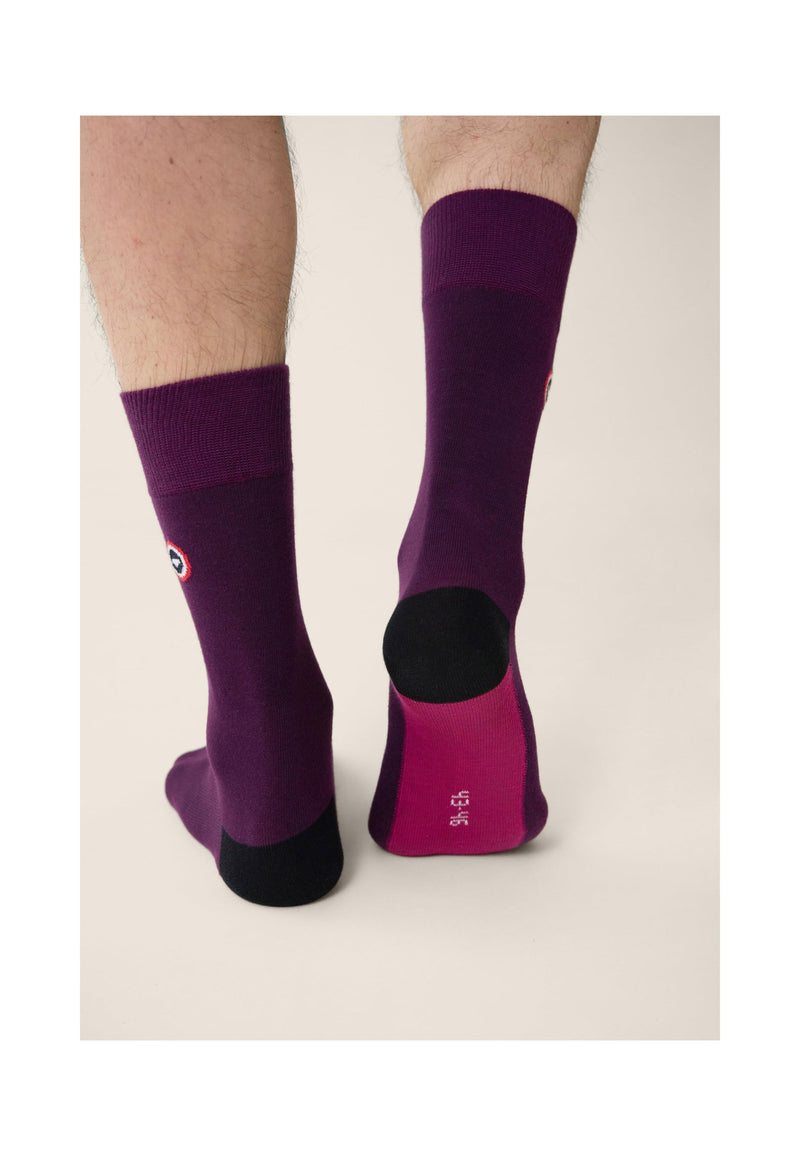 Chaussettes Mi-Hautes - Demi Bloc Prune