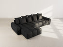 Adelaide - Reversible Corner Sofa With Ottoman - 4 Seater - Textured Fabric - Black