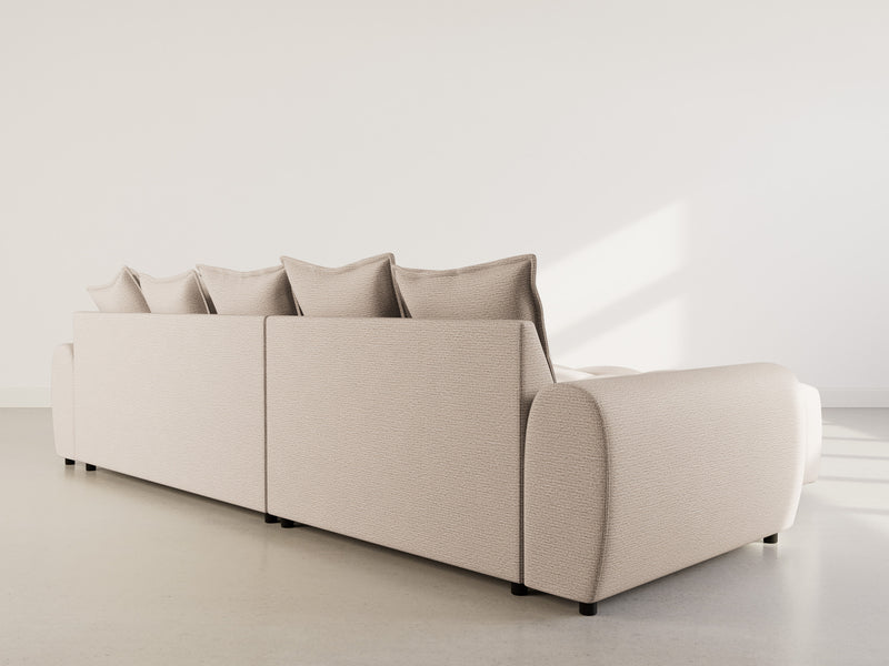 Adelaide - Sofá esquinero reversible con puf - 4 plazas - Tela texturizada - Beige