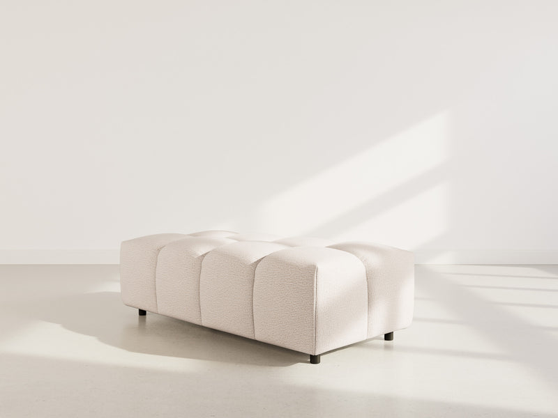 Adelaide - Sofá esquinero reversible con puf - 4 plazas - Tela texturizada - Beige