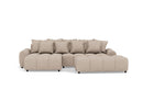 Adelaide - Sofá esquinero reversible con puf - 4 plazas - Tela texturizada - Beige