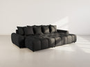 Adelaide - Reversible Corner Sofa With Ottoman - 4 Seater - Textured Fabric - Black
