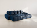 Adelaide - Reversible Corner Sofa With Pouf - 4 Seater - Textured Fabric - Blue