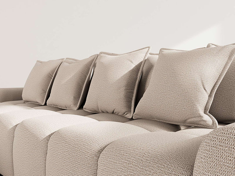 Adelaide - Sofá esquinero reversible con puf - 4 plazas - Tela texturizada - Beige