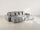 Adelaide - Sofá esquinero reversible con puf - 4 plazas - Tela texturizada - Gris