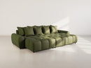Adelaide - Sofá esquinero reversible con puf - 4 plazas - Tela texturizada - Verde