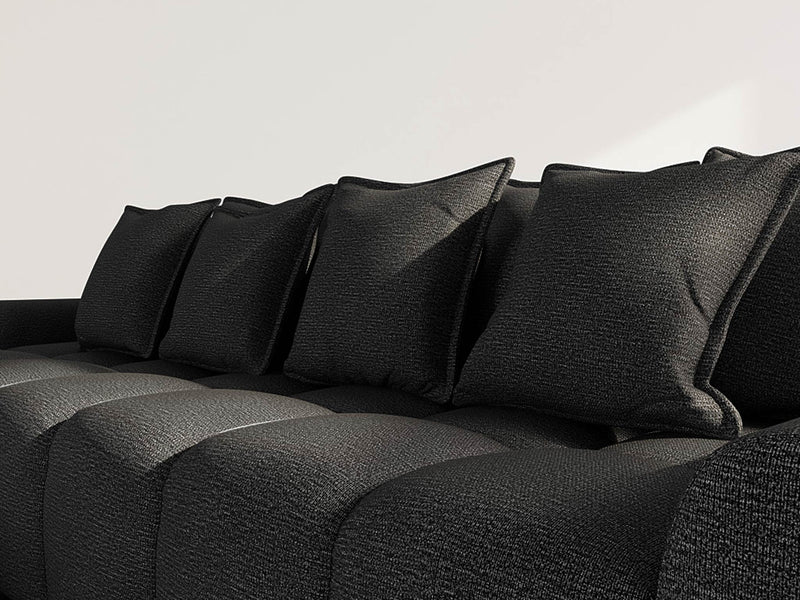 Adelaide - Reversible Corner Sofa With Ottoman - 4 Seater - Textured Fabric - Black