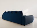 Adelaide - Reversible Corner Sofa With Pouf - 4 Seater - Textured Fabric - Blue