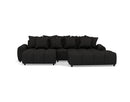 Adelaide - Reversible Corner Sofa With Ottoman - 4 Seater - Textured Fabric - Black