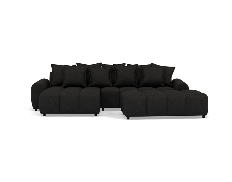 Adelaide - Reversible Corner Sofa With Ottoman - 4 Seater - Textured Fabric - Black
