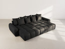 Adelaide - Reversible Corner Sofa With Ottoman - 4 Seater - Textured Fabric - Black