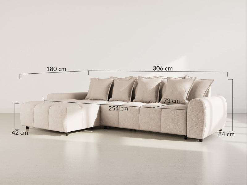 Adelaide - Reversible Corner Sofa With Ottoman - 4 Seater - Textured Fabric - Black