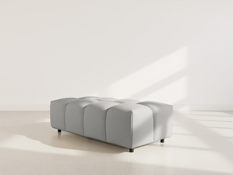 Adelaide - Sofá esquinero reversible con puf - 4 plazas - Tela texturizada - Gris