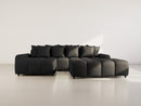 Adelaide - Reversible Corner Sofa With Ottoman - 4 Seater - Textured Fabric - Black