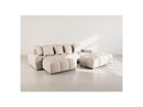 Adelaide - Sofá esquinero reversible con puf - 4 plazas - Tela texturizada - Beige