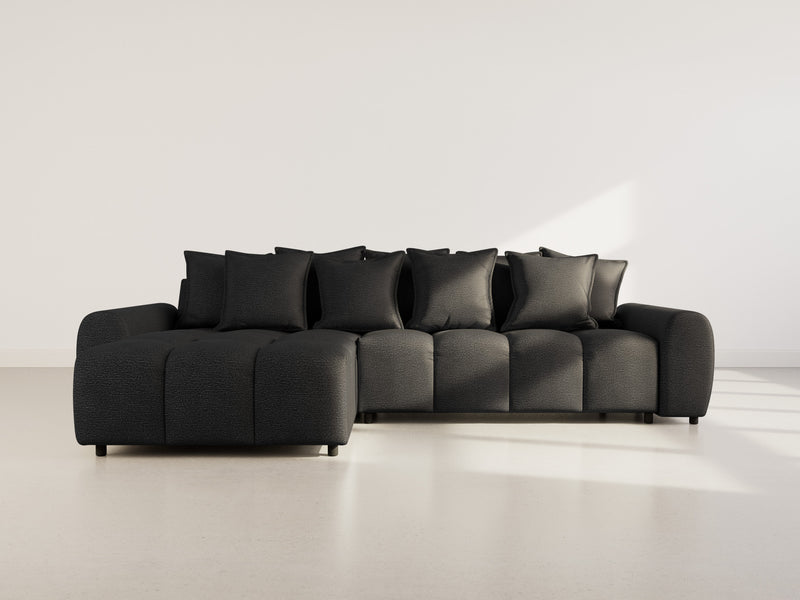 Adelaide - Sofá esquinero reversible - 4 plazas - Tela texturizada - Negro