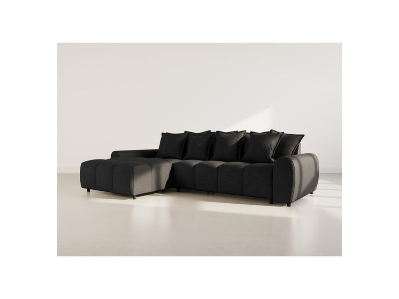 Adelaide - Sofá esquinero reversible - 4 plazas - Tela texturizada - Negro