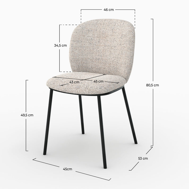 Chaises Adèle en tissu beige chiné (lot de 2)