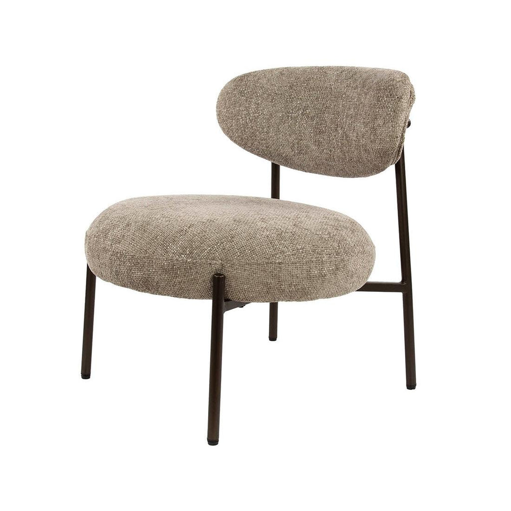 Adelia - Metal-Leg Armchair - Textured Fabric - Sand