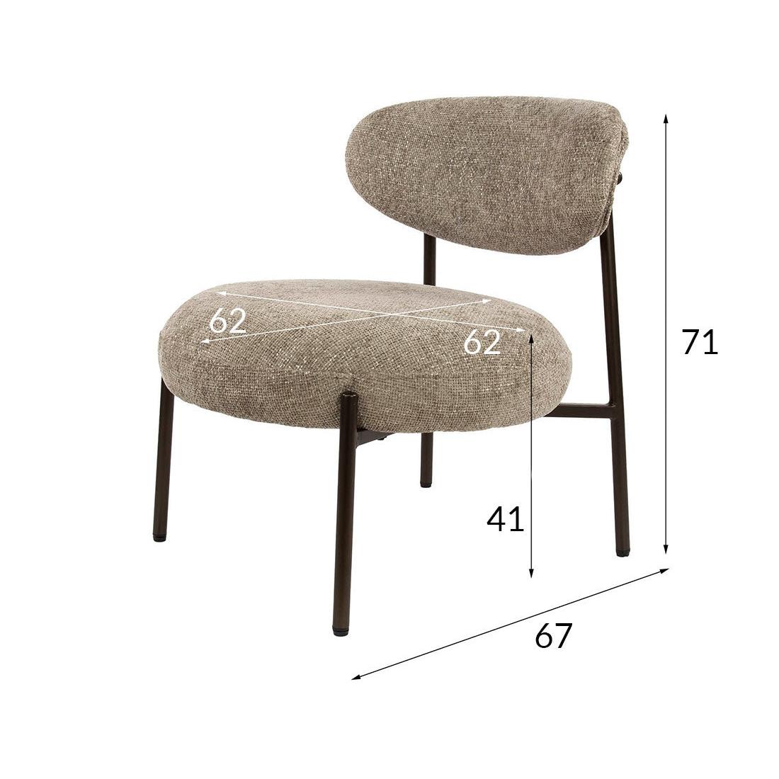 Adelia - Metal-Leg Armchair - Textured Fabric - Sand