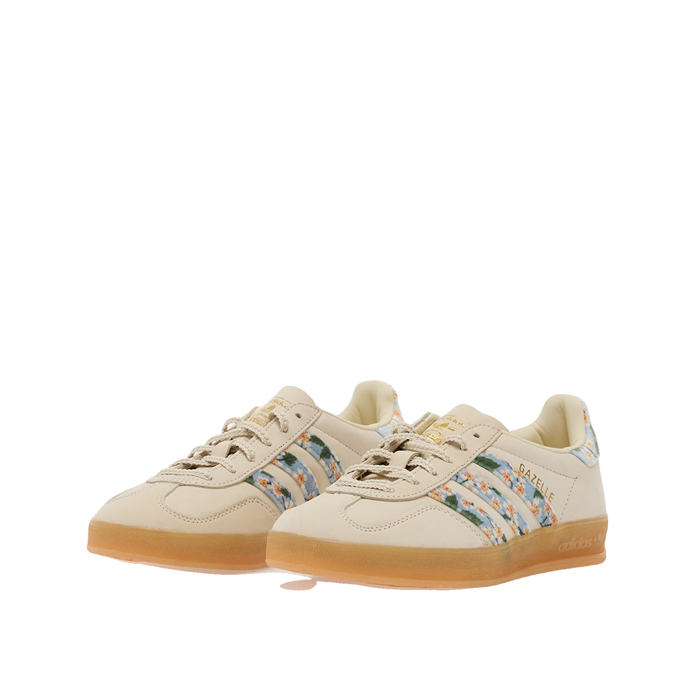 Adidas Gazelle Indoor Liberty London - Sneakersy Damskie Kremowe/Złoty Metalik/Błękitne