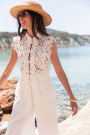ADRIANA Blanc - Top Brodé