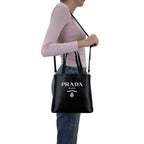 Prada - Cabas De Cuero Con Logo - Mujeres - Negro