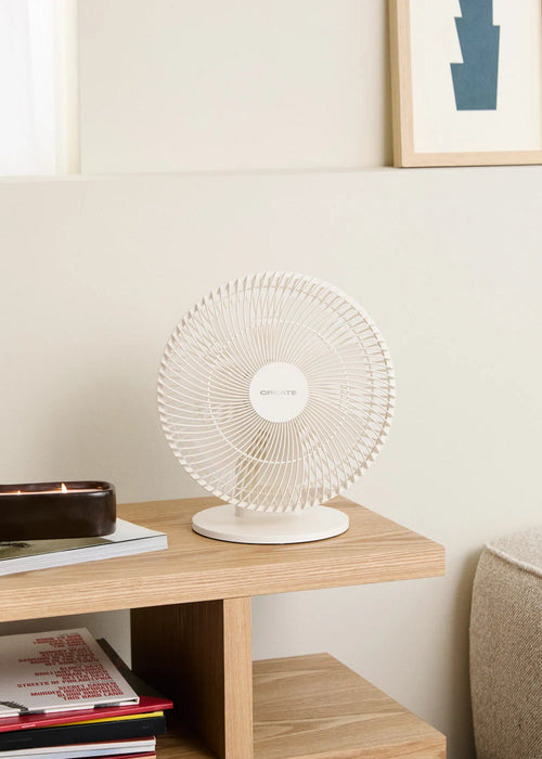 Air Dual Compact - Ventilateur De Table & Mural Rechargeable 10W - Blanc Cassé