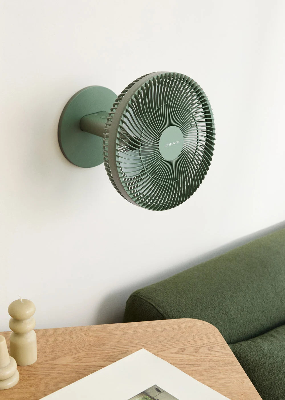 Air Dual Compact - Ventilateur De Table Et Mural Rechargeable 10W - Sauge