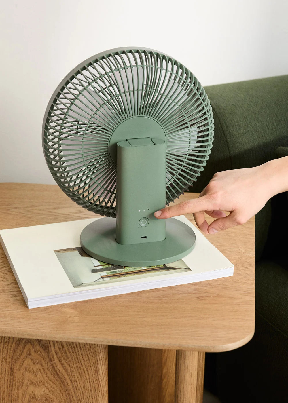 Air Dual Compact - Ventilateur De Table Et Mural Rechargeable 10W - Sauge